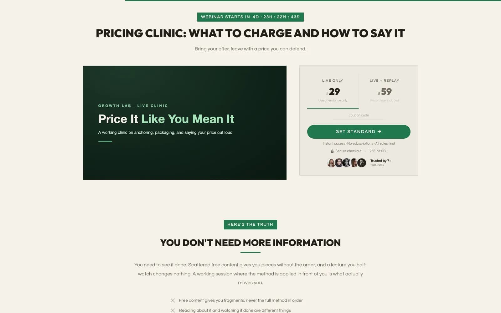 A sales page for every webinar