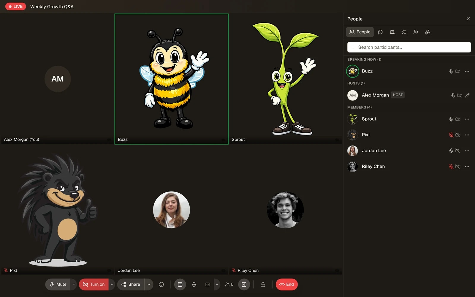 A live stream session with attendees on screen
